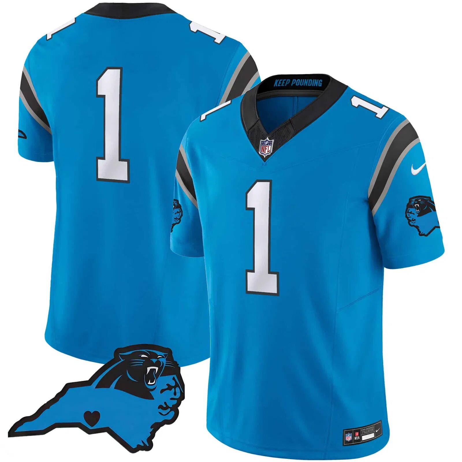 Men Carolina Panthers #1 Newton Cam Light Blue 2024 Nike Vapor Limited NFL Jersey style 1